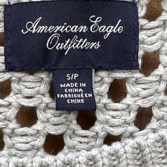 American Eagle AEO Crochet Cable Open Knit Sweater Womens Small Gray Green Ombre - Picture 9 of 10